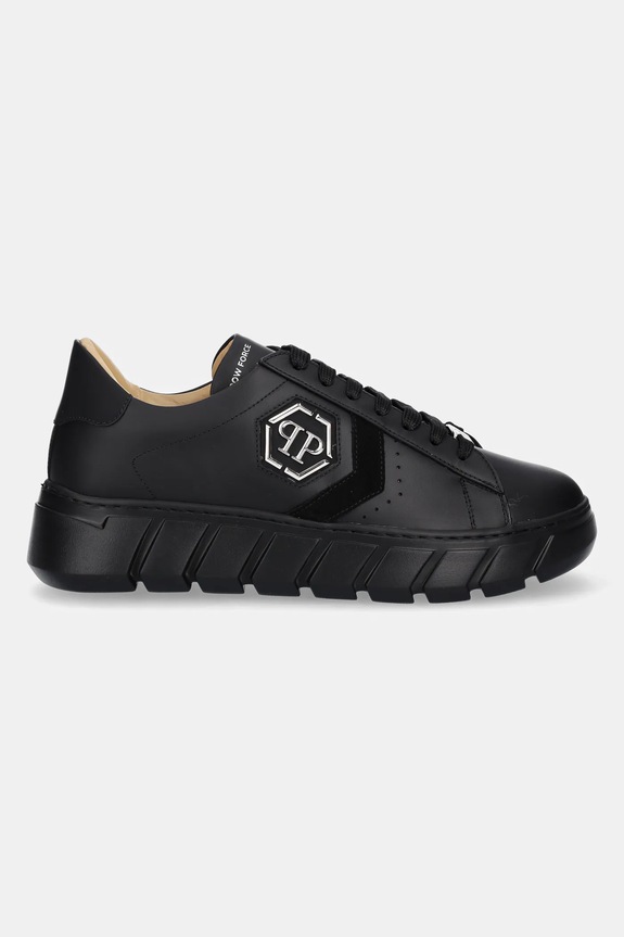 Philipp Plein sneakers din piele Nappa Lo-Top Hexagon USC0698.PLE075N.0202 negru SS25