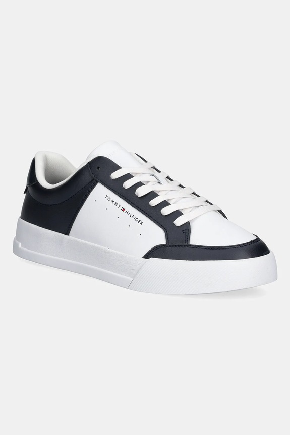 Tommy Hilfiger sneakers TH COURT MIX LTH mic de statură bleumarin FM0FM05489