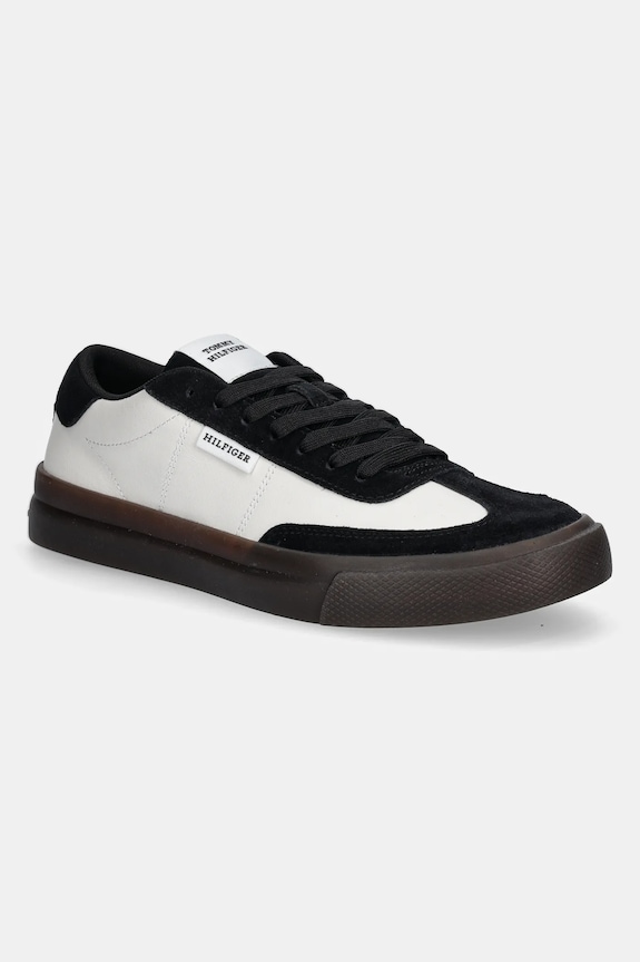 Usnjene superge Tommy Hilfiger TH CUPSET SUMMER LTH Zrnato usnje bela FM0FM05487