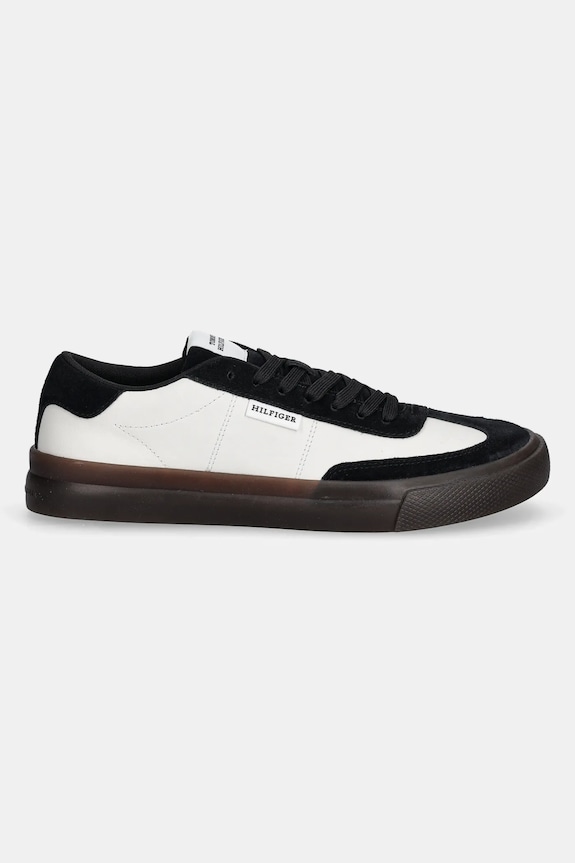 Usnjene superge Tommy Hilfiger TH CUPSET SUMMER LTH FM0FM05487 bela SS25