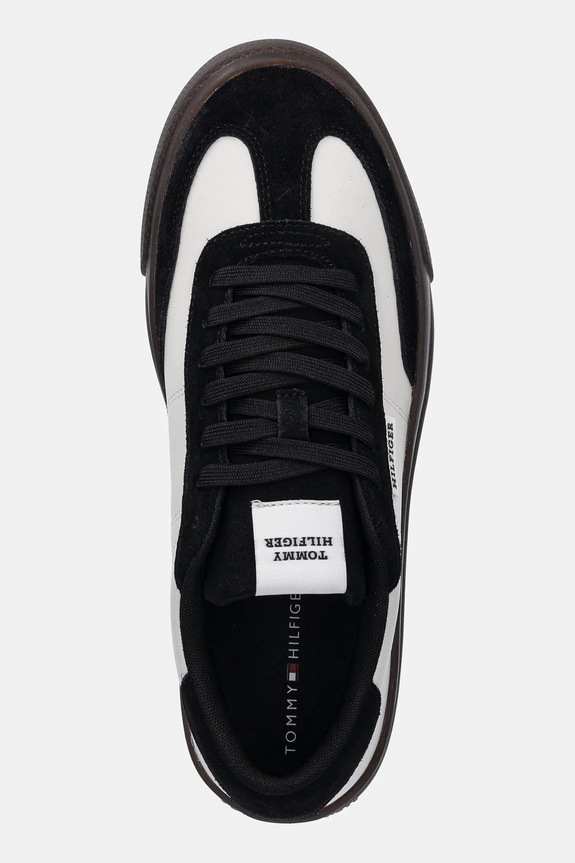 Usnjene superge Tommy Hilfiger TH CUPSET SUMMER LTH bela FM0FM05487