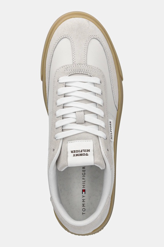 Usnjene superge Tommy Hilfiger TH CUPSET SUMMER LTH bež FM0FM05487