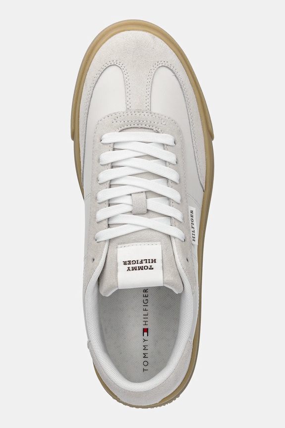 Usnjene superge Tommy Hilfiger TH CUPSET SUMMER LTH bež FM0FM05487