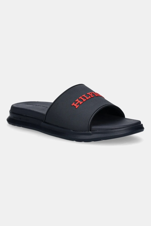 Tommy Hilfiger papuci DUAL DENSITY HILFIGER POOL SLIDE bleumarin FM0FM05430