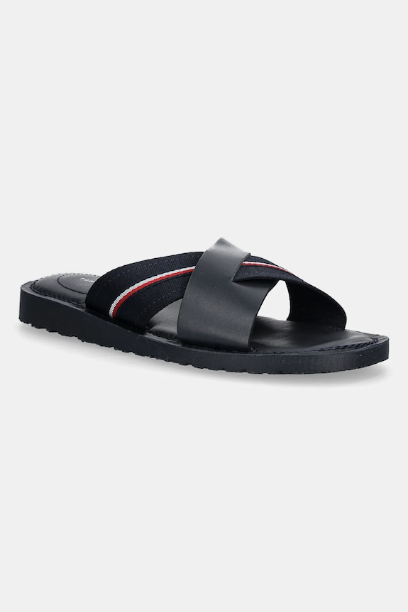 Pantofle Tommy Hilfiger CORE HILFIGER LH CRISS C SANDAL přírodní kůže námořnická modř FM0FM05415