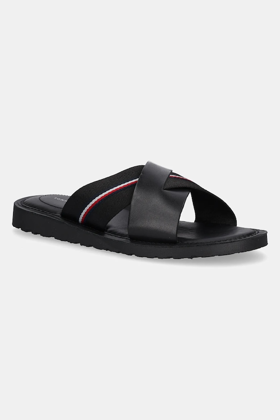 Tommy Hilfiger papucs CORE HILFIGER LH CRISS C SANDAL nappa bőr fekete FM0FM05415