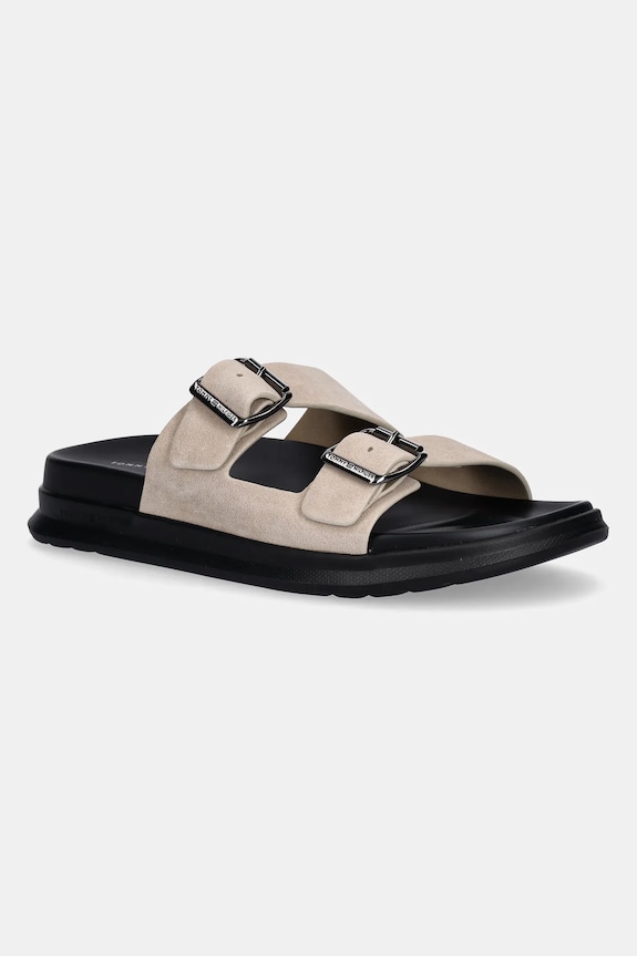 Tommy Hilfiger klapki zamszowe D DENSITY HILFIGER SDE SAND beżowy FM0FM05413