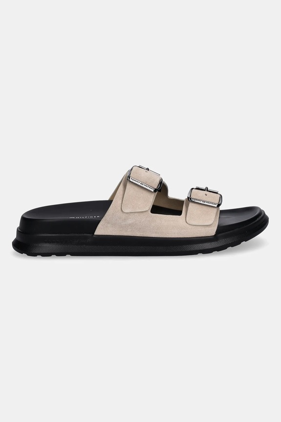 Tommy Hilfiger klapki zamszowe D DENSITY HILFIGER SDE SAND FM0FM05413 beżowy SS25