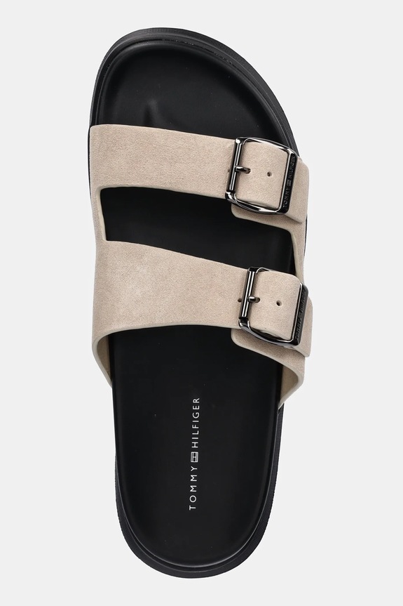 Tommy Hilfiger klapki zamszowe D DENSITY HILFIGER SDE SAND beżowy FM0FM05413