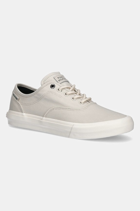 Teniske Tommy Hilfiger TH HI VULC LOW OXFORD TWILL Prijazno od planeta bež FM0FM05400