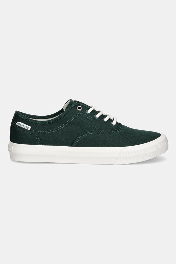 Tommy Hilfiger teniși TH HI VULC LOW OXFORD TWILL FM0FM05400 verde SS25