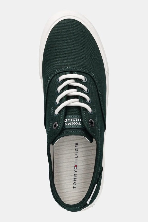 Tommy Hilfiger teniși TH HI VULC LOW OXFORD TWILL verde FM0FM05400