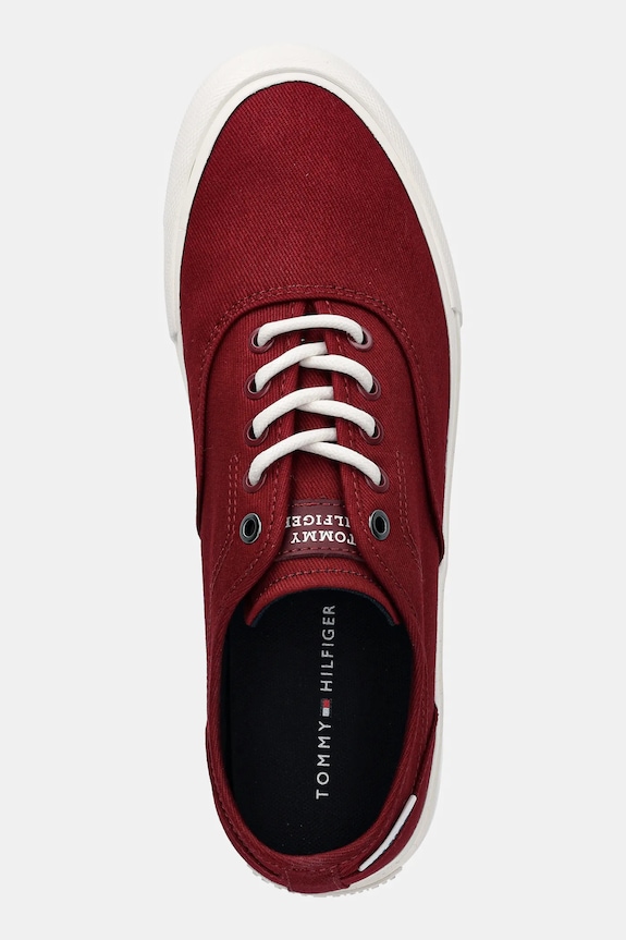 Tenisice Tommy Hilfiger TH HI VULC LOW OXFORD TWILL bordo FM0FM05400