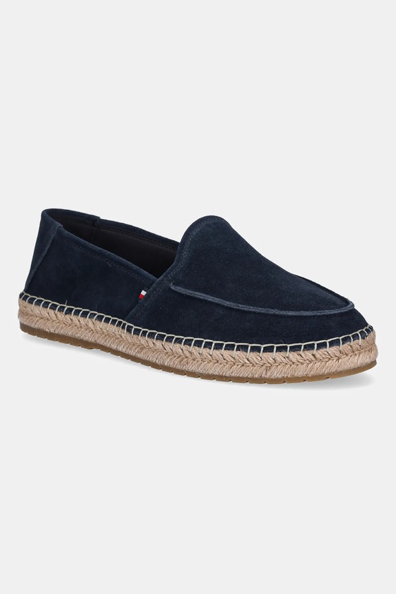 Tommy Hilfiger espadryle zamszowe HILFIGER FLEX ESPA SUEDE LOAFER granatowy FM0FM05392