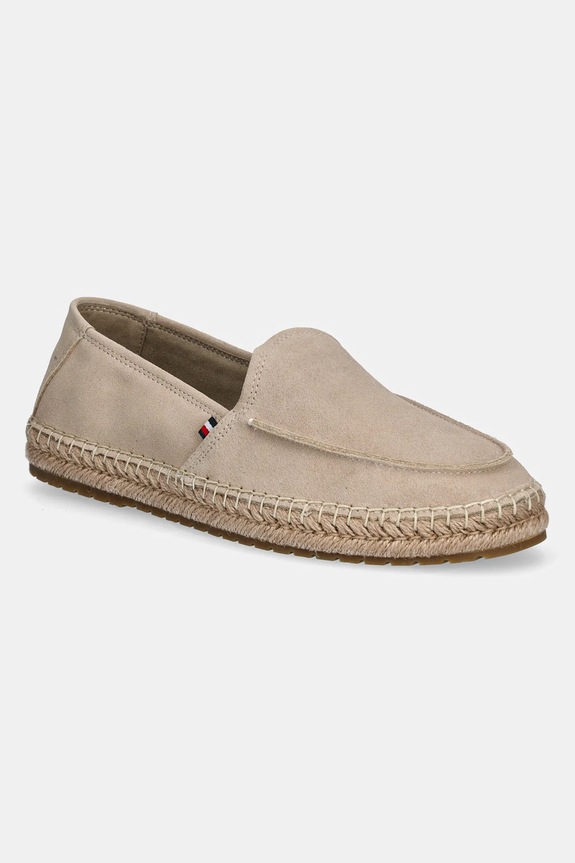 Tommy Hilfiger espadryle zamszowe HILFIGER FLEX ESPA SUEDE LOAFER beżowy FM0FM05392