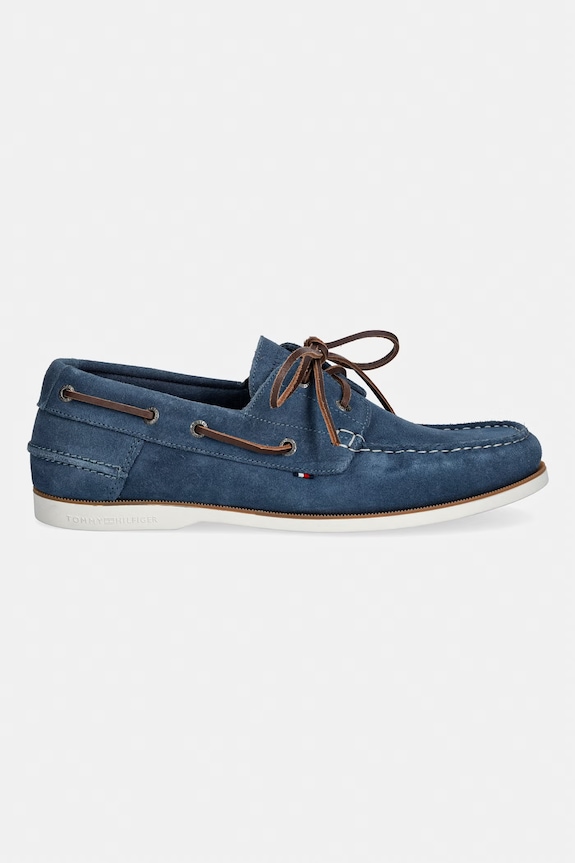 Tommy Hilfiger mocassini da uomo in scamoscio TH BOAT SHOE CORE SUEDE FM0FM05387 blu SS26