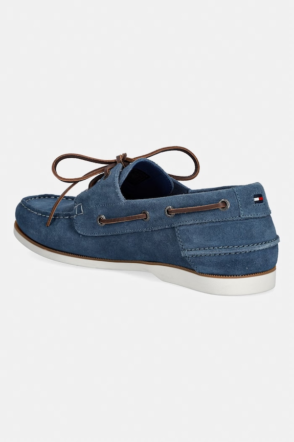 Scarpe Tommy Hilfiger mocassini da uomo in scamoscio TH BOAT SHOE CORE SUEDE FM0FM05387 blu