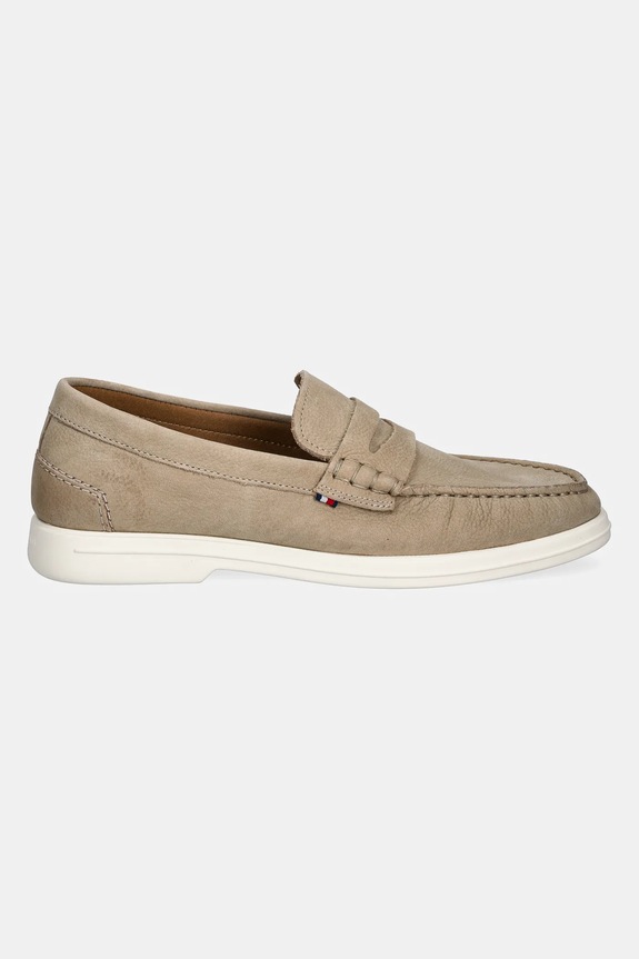 Tommy Hilfiger mocasini din nubuc TOMMY HILFIGER NUBUCK P LOAFER FM0FM05350 bej SS25