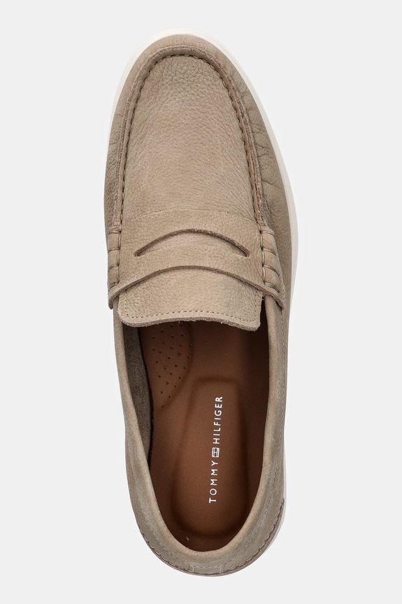Tommy Hilfiger mocasini din nubuc TOMMY HILFIGER NUBUCK P LOAFER bej FM0FM05350