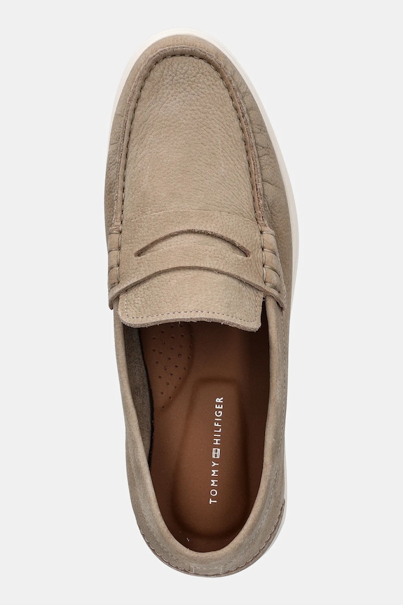 Tommy Hilfiger mocasini din nubuc TOMMY HILFIGER NUBUCK P LOAFER bej FM0FM05350