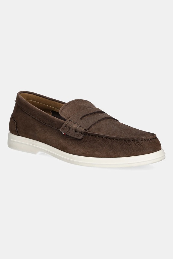 Mokasinke od nubuk kože Tommy Hilfiger TOMMY HILFIGER NUBUCK P LOAFER nubuk smeđa FM0FM05350