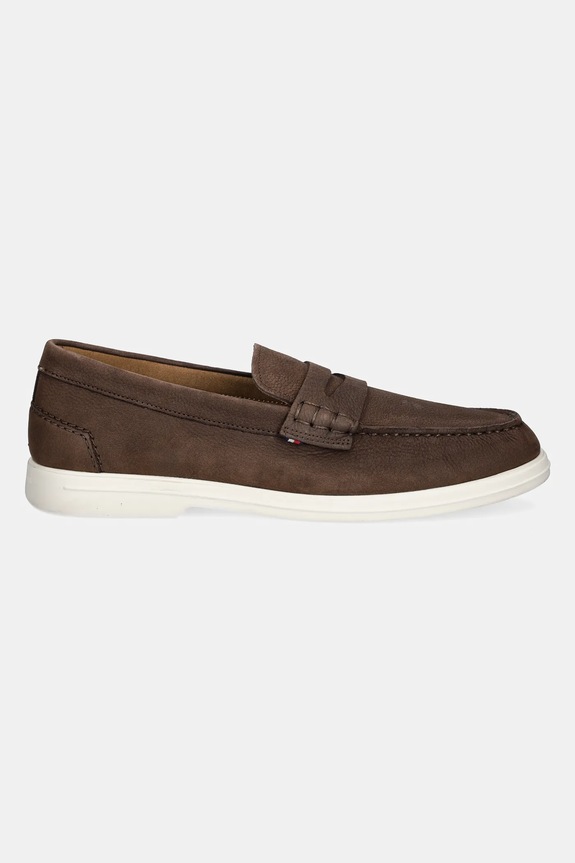 Mokasinke od nubuk kože Tommy Hilfiger TOMMY HILFIGER NUBUCK P LOAFER FM0FM05350 smeđa SS25