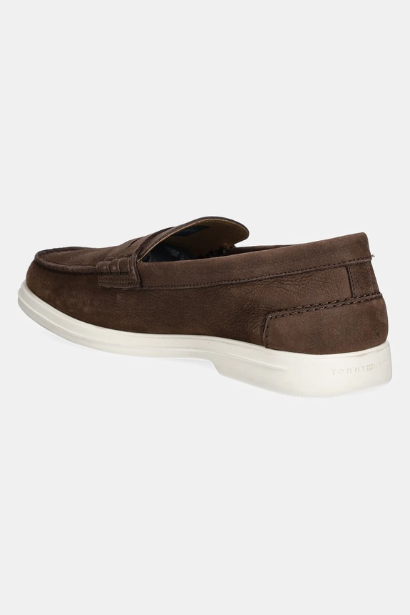 Obuća Mokasinke od nubuk kože Tommy Hilfiger TOMMY HILFIGER NUBUCK P LOAFER FM0FM05350 smeđa