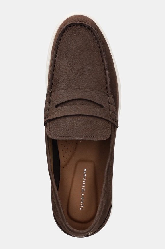 Mokasinke od nubuk kože Tommy Hilfiger TOMMY HILFIGER NUBUCK P LOAFER smeđa FM0FM05350