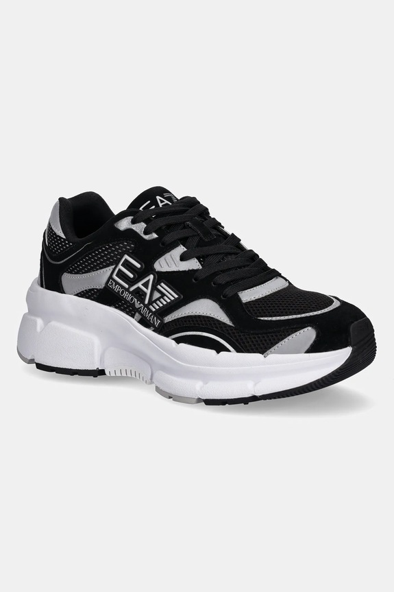EA7 Emporio Armani sneakers piele întoarsă negru XK425.X8X237
