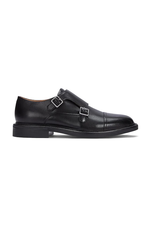 Kožené poltopánky Polo Ralph Lauren Asher Dbl Mk elegantné čierna 803945278001.001