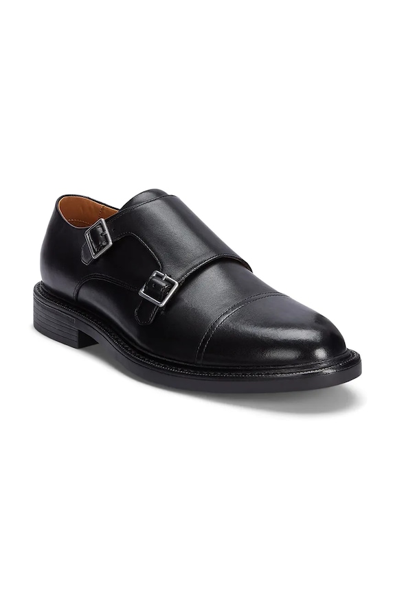 Kožené poltopánky Polo Ralph Lauren Asher Dbl Mk 803945278001.001 čierna SS25