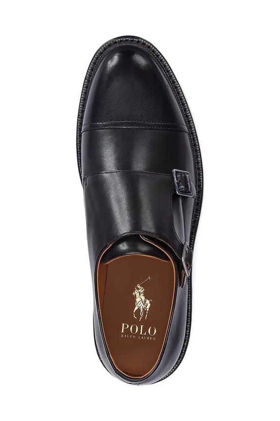 Kožené poltopánky Polo Ralph Lauren Asher Dbl Mk čierna 803945278001.001