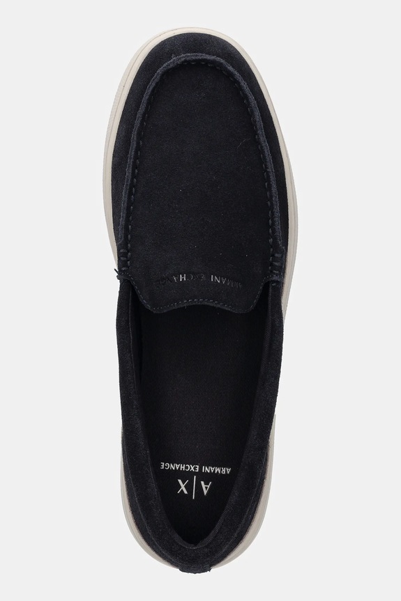 Armani Exchange mokasyny skórzane granatowy XUY011.XV868.U645