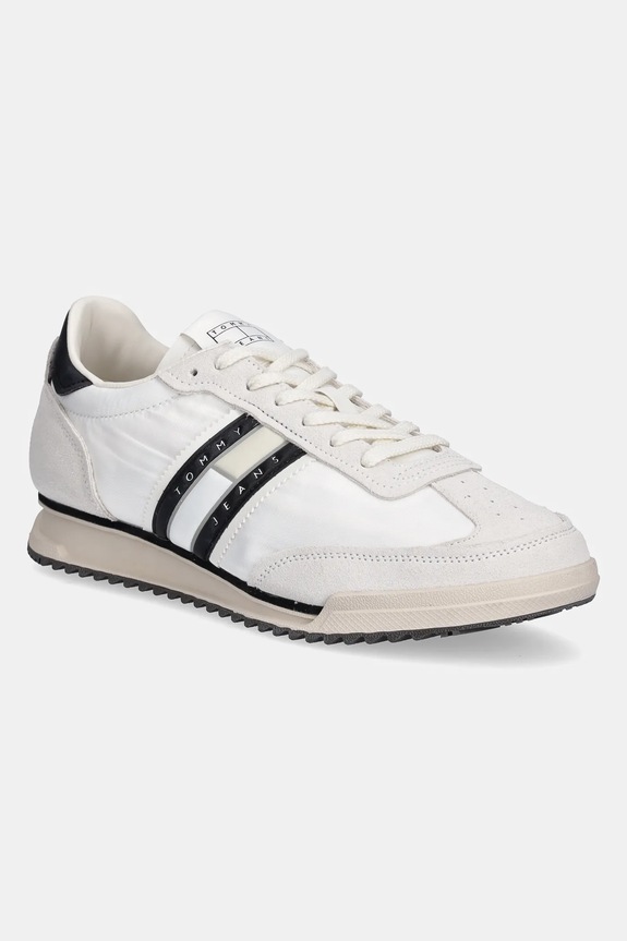 Tenisice Tommy Jeans RETRO RUNNER CLEATED brušena koža bijela EM0EM01527