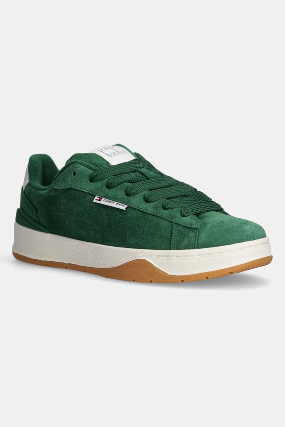 Tenisice od brušene kože Tommy Jeans SKATER SNEAKER niska zelena EM0EM01607