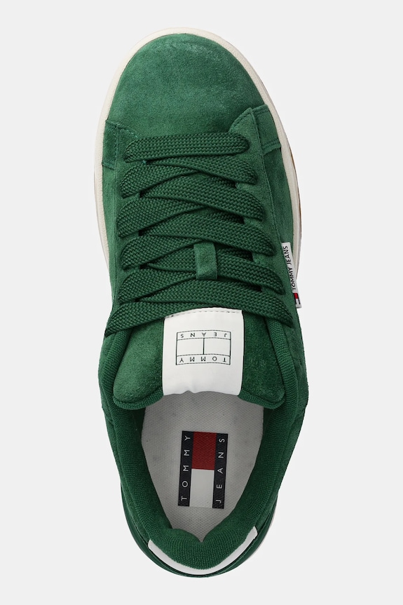 Tenisice od brušene kože Tommy Jeans SKATER SNEAKER zelena EM0EM01607