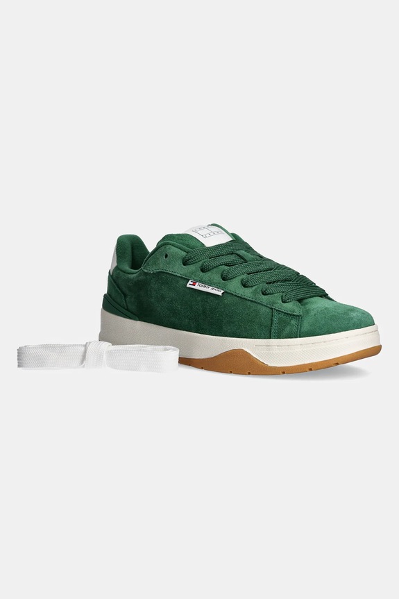 Tenisice od brušene kože Tommy Jeans SKATER SNEAKER EM0EM01607 zelena