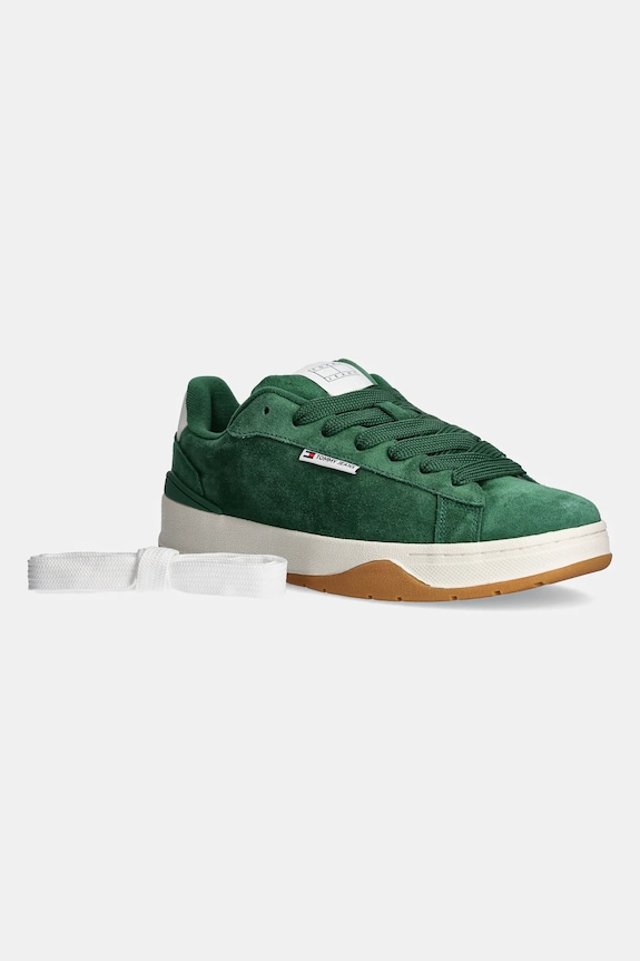 Tenisice od brušene kože Tommy Jeans SKATER SNEAKER EM0EM01607 zelena