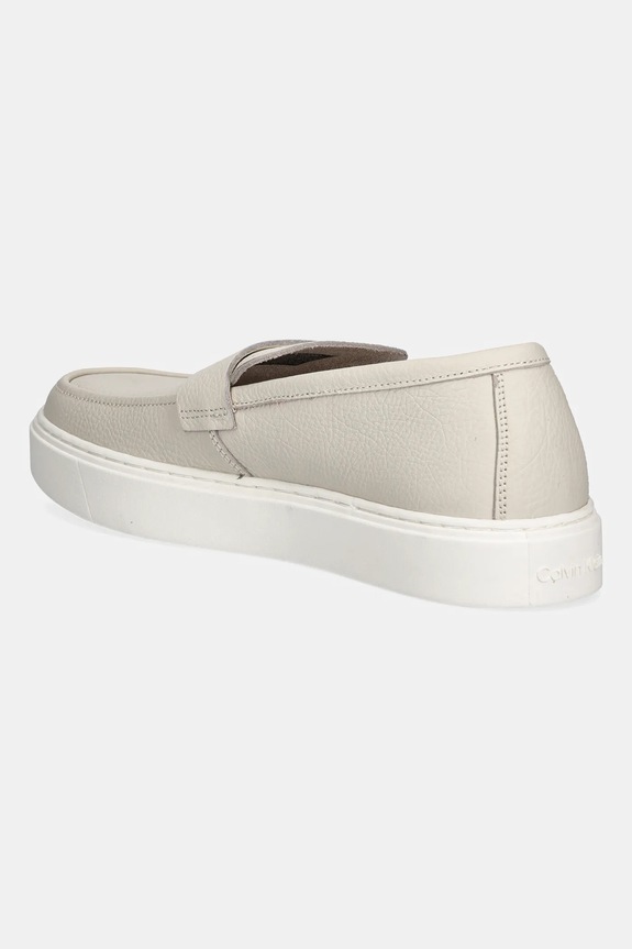 Cipők Calvin Klein bőr mokaszin MOCCASIN LTH UNLINED HM0HM01813 bézs