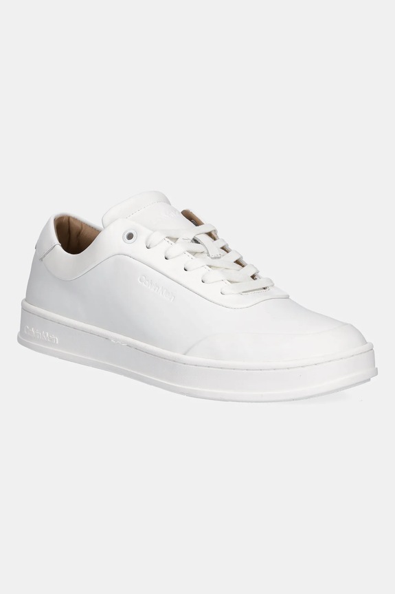 Calvin Klein sneakersy skórzane LOW TOP LACE UP OXFORD RUBB LTH niska biały HM0HM01708