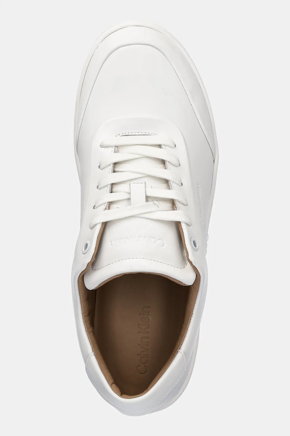 Calvin Klein sneakersy skórzane LOW TOP LACE UP OXFORD RUBB LTH biały HM0HM01708