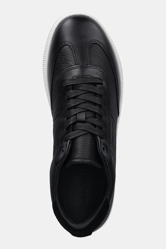 Calvin Klein sneakersy skórzane LOW TOP LACE UP TMBL LTH czarny HM0HM01803