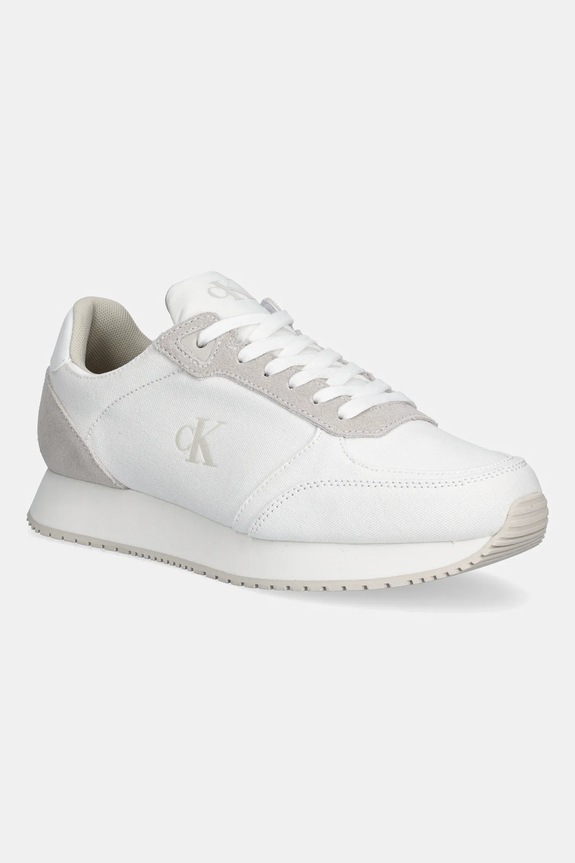 Calvin Klein Jeans sneakers RUNNER SOCK LACEUP MG CANVAS pelle scamosciata bianco YM0YM01217