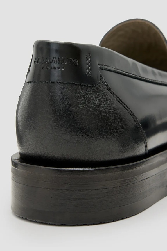 AllSaints mokasyny skórzane Bloom Loafer czarny M021FC