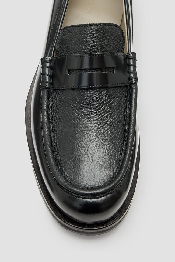 AllSaints mokasyny skórzane Bloom Loafer M021FC czarny