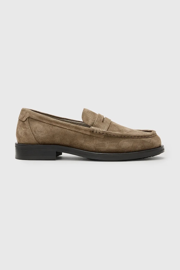 AllSaints mokasyny zamszowe Bloom Suede Loafer skóra zamszowa brązowy M022FC