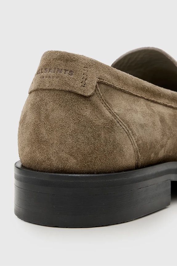 AllSaints mokasyny zamszowe Bloom Suede Loafer brązowy M022FC