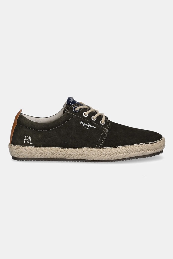 Espadrile od brušene kože Pepe Jeans TOURIST WEST PMS10336 zelena SS25