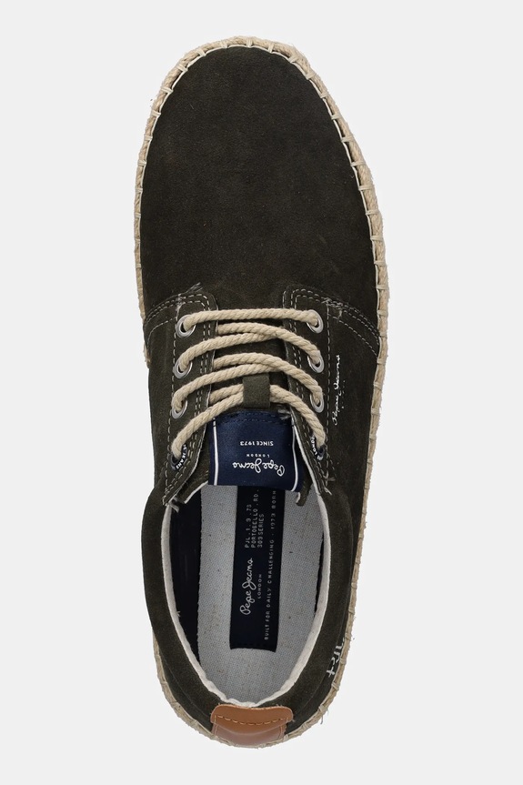 Espadrile od brušene kože Pepe Jeans TOURIST WEST zelena PMS10336