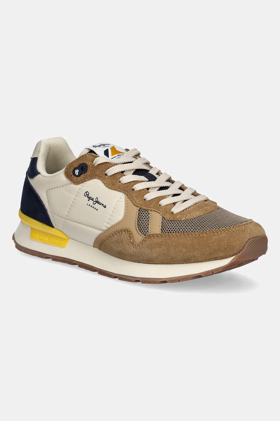 Sneakers boty Pepe Jeans BRIT CAMP M semišová kůže hnědá PMS40030